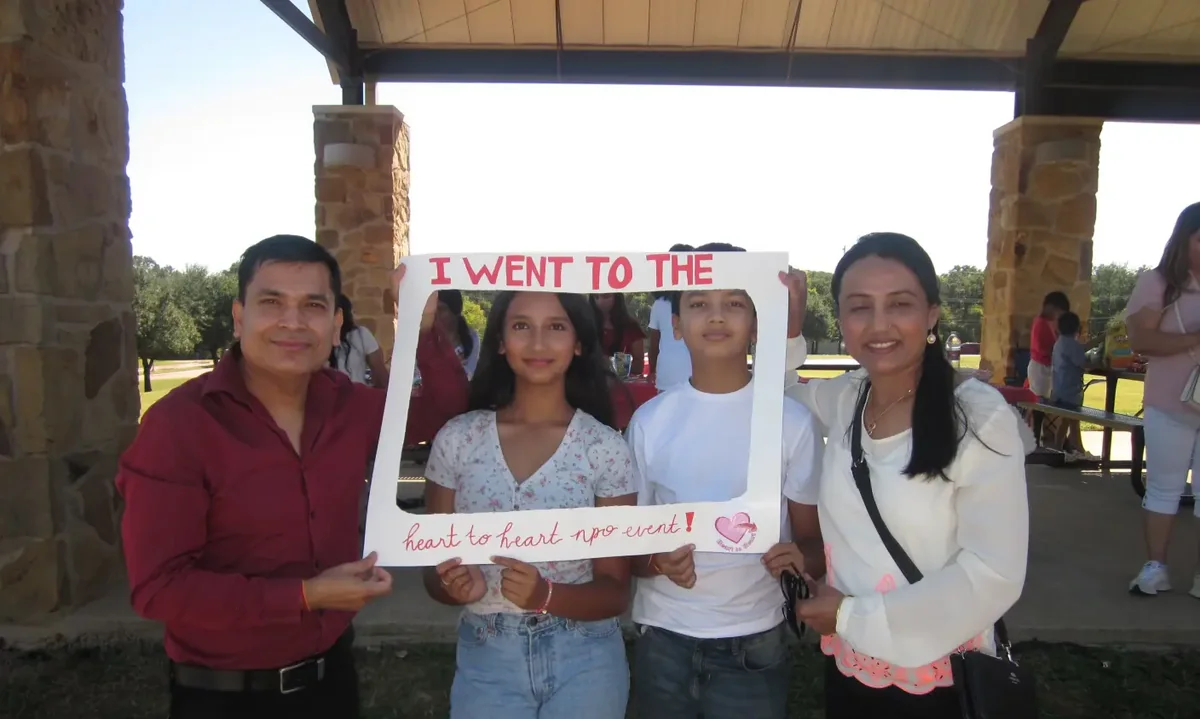 A family at a Heart to Heart community event.
